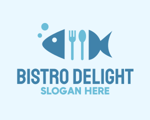 Fish Seafood Cutlery Diner logo design