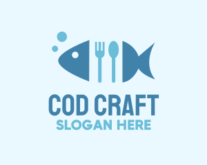 Cod - Fish Seafood Cutlery Diner logo design