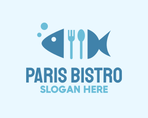 Fish Seafood Cutlery Diner logo design