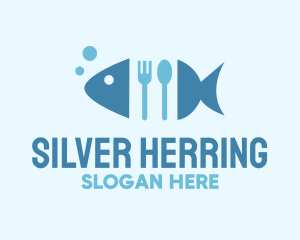 Herring - Fish Seafood Cutlery Diner logo design