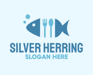 Fish Seafood Cutlery Diner logo design