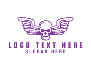 Video Game - Skull Wing Outline logo design