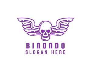 Skeleton - Skull Wing Outline logo design