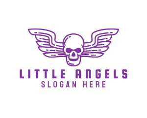 Aviation - Skull Wing Outline logo design