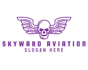 Skull Wing Outline logo design