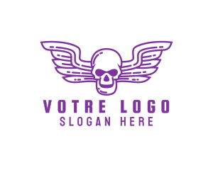 Skeleton - Skull Wing Outline logo design