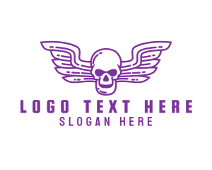 Team - Skull Wing Outline logo design