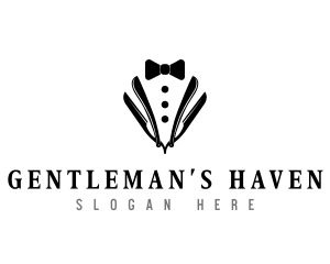 Barber Razor Gentleman logo design