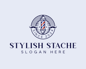 Haircut Barber Mustache logo design