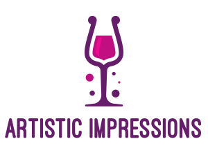 Purple Wine Glass logo design