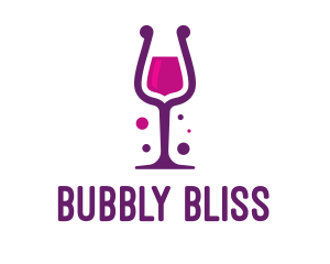 Champagne - Purple Wine Glass logo design