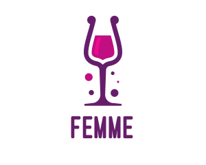 Purple Wine Glass logo design