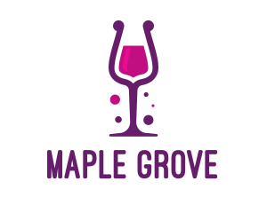 Purple Wine Glass logo design