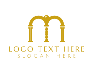 Pillar - Arch Structure Letter M logo design