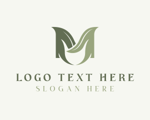 Zen - Leaf Wellness Letter M logo design