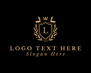Gold - Royal Regal Shield Spear logo design