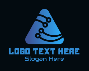 Digital - Blue Triangle Circuit Board logo design