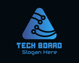 Blue Triangle Circuit Board logo design