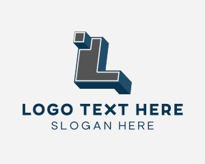 Blocky - 3D Graffiti Letter L logo design