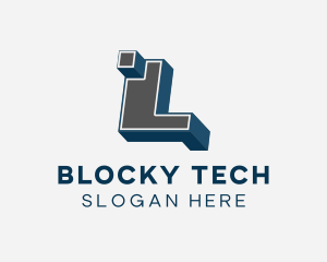 Blocky - 3D Graffiti Letter L logo design