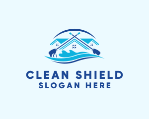 Sanitizing - House Pressure Washer logo design