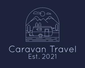 Caravan - Blue Caravan Adventure Scene logo design