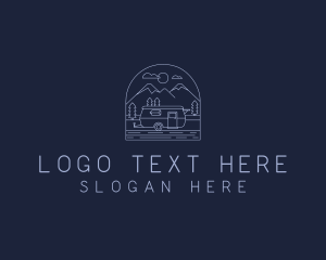 Badge - Blue Caravan Adventure Scene logo design