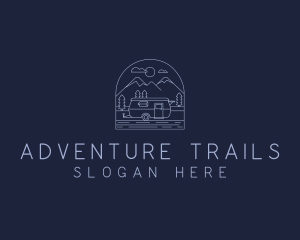 Blue Caravan Adventure Scene logo design