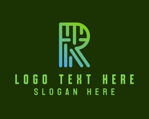 Linear - Professional Business Letter R Outline logo design