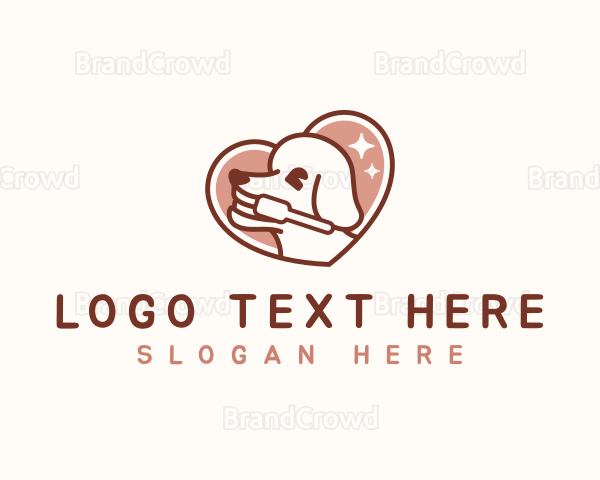 Dog Toothbrush Grooming Logo