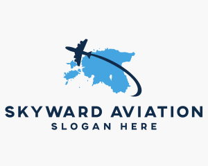 Estonia Map Flight Aviation logo design