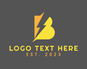 Lightning - Electric Energy Bolt Letter B logo design