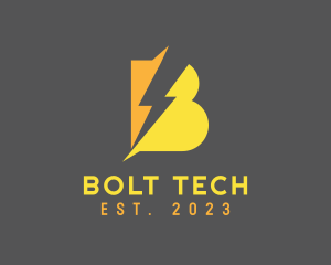 Electric Energy Bolt Letter B logo design