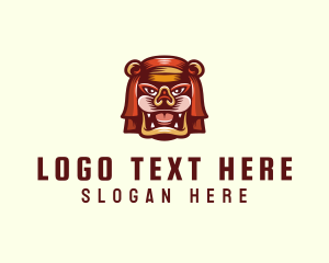 Ribbon - Wild Bear Head logo design