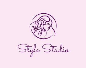 Hairdo - Female Floral Hairstyle logo design