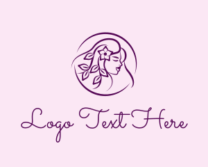 Female Floral Hairstyle Logo