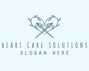 Tailoring Heart Needle  logo design