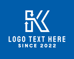 Route - Arrow Letter K logo design
