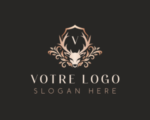 Vip - Luxury Floral Deer logo design