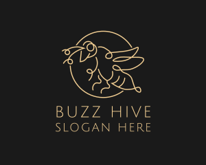 Flying Scribble Bee logo design