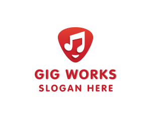 Gig - Guitar Pick Musical Notes logo design