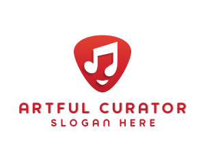 Guitar Pick Musical Notes logo design