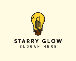 Starry Moon Building Bulb logo design