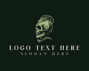 Coiled - Snake Serpent Skull logo design