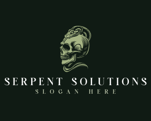 Snake Serpent Skull logo design