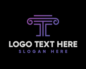 Lettermark - Purple Letter T Pillar logo design