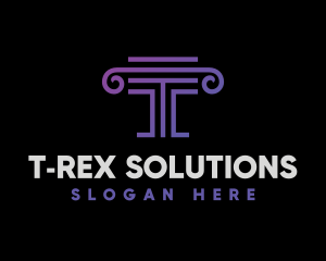 Purple Letter T Pillar logo design