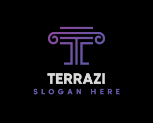 Purple Letter T Pillar logo design