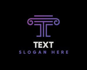 Purple Letter T Pillar logo design