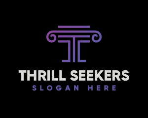 Purple Letter T Pillar logo design